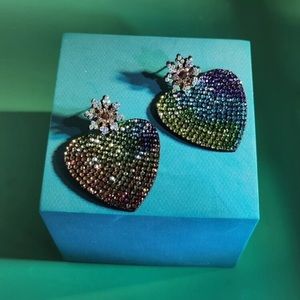 ❤️ Beautiful Rhinestone Heart Drop Earrings ❤️
